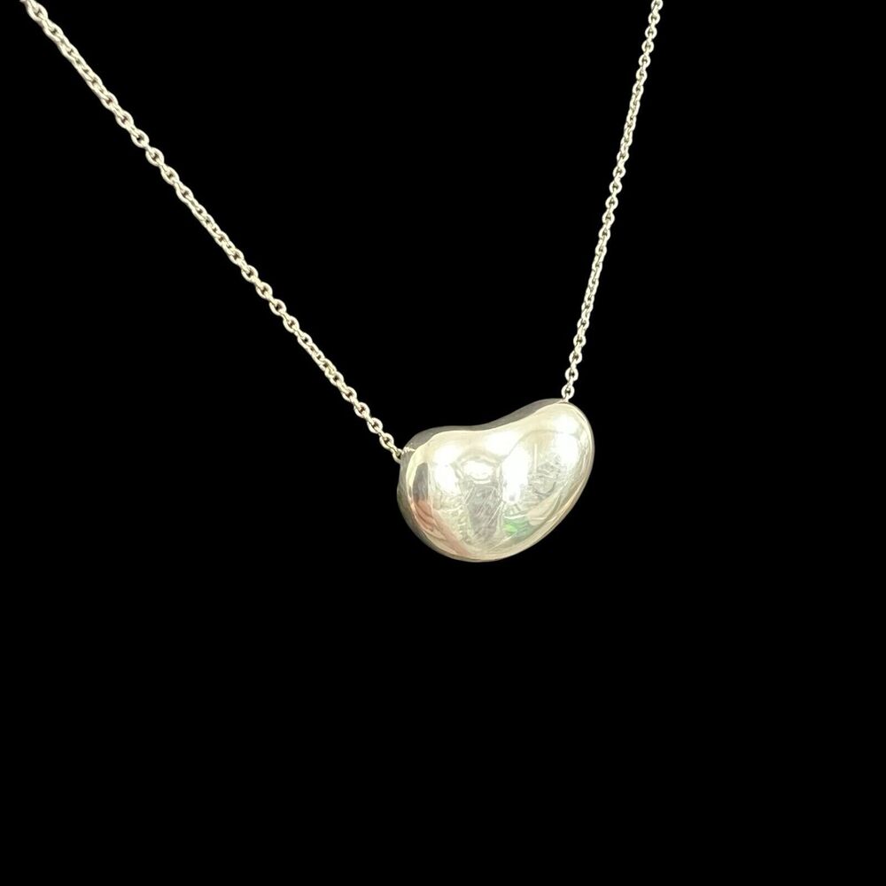 Tiffany & Co Elsa Peretti Bean Pendant in Sterling Silver 18mm on 16” Chain - Picture 3 of 13